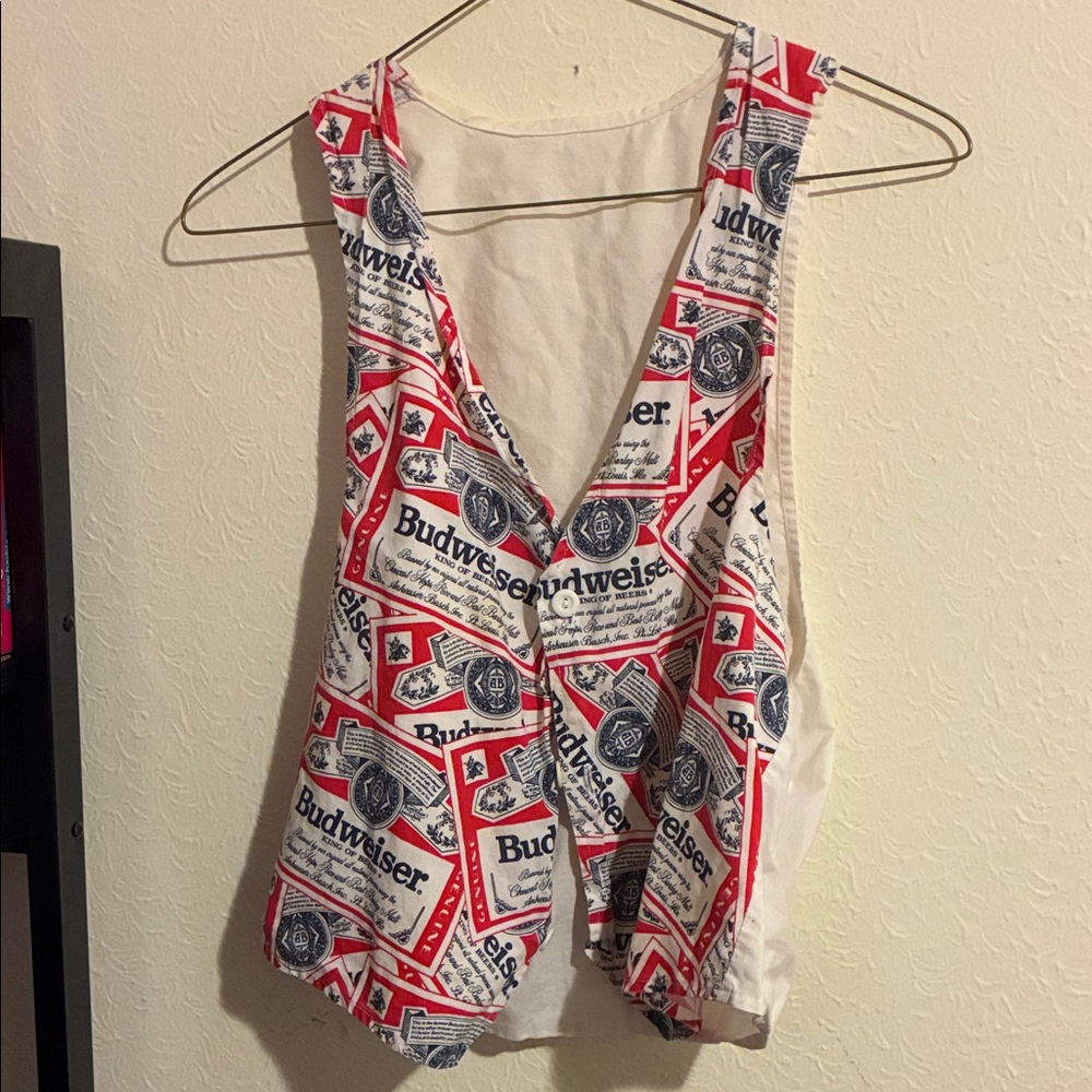 Budweiser Graphic Red and White Tank Top